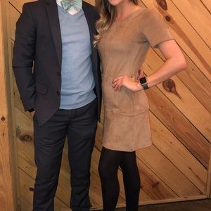 Tan suede short dress